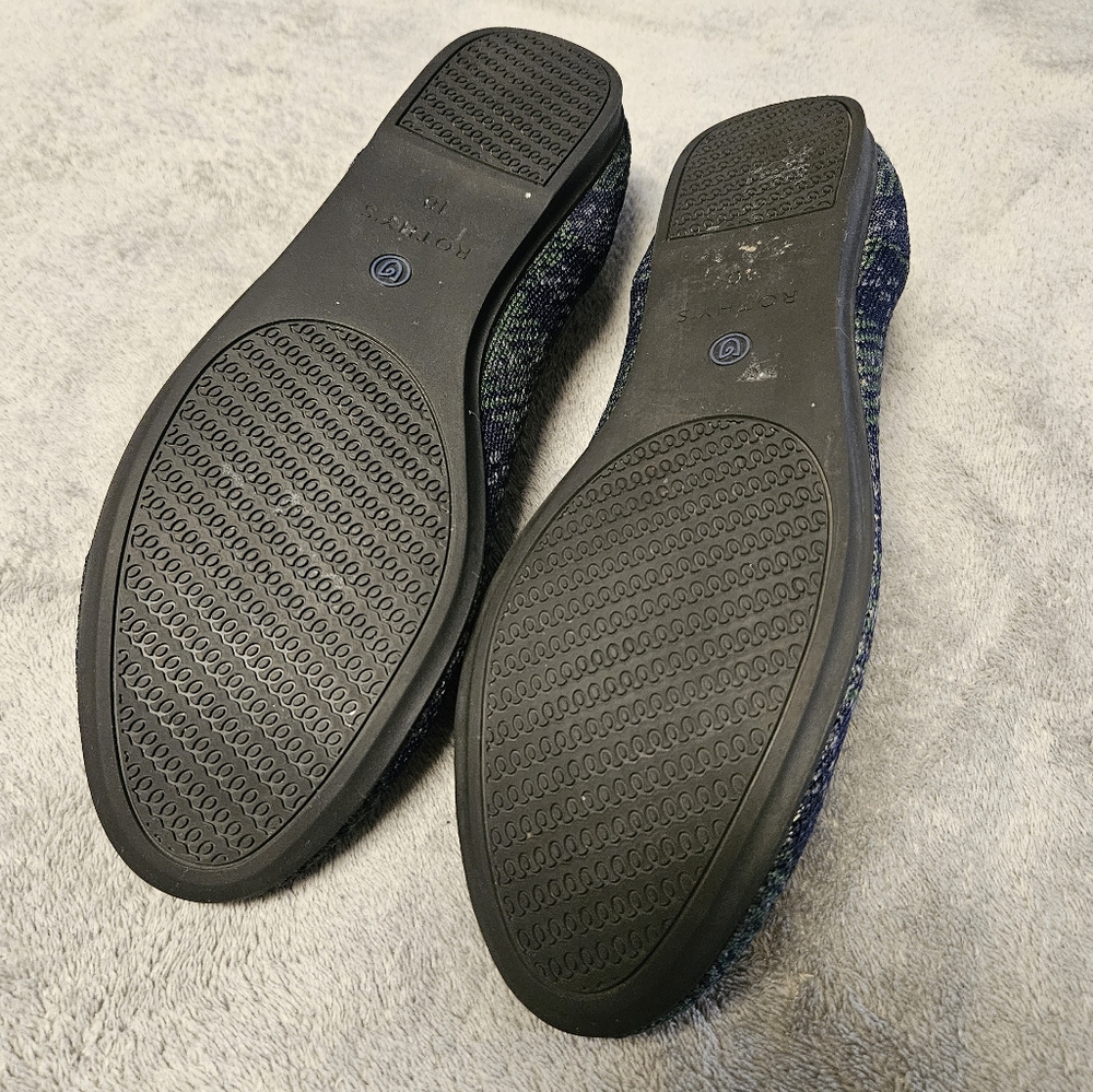 Rothy's Forest Tartan Navy Plaid Round Flats Size 10 - Picture 10 of 12